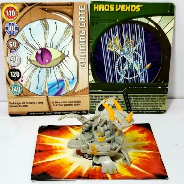 bakugan neo dragonoid b2 gray haos 730g new vestroia yellow horns & 2 cards