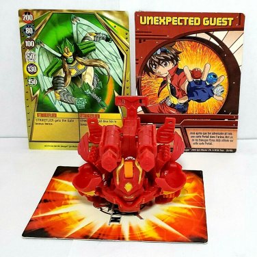 Bakugan Strikeflier Red Pyrus 750G & Twin Destructor Battle Gear 100G  + 2 cards