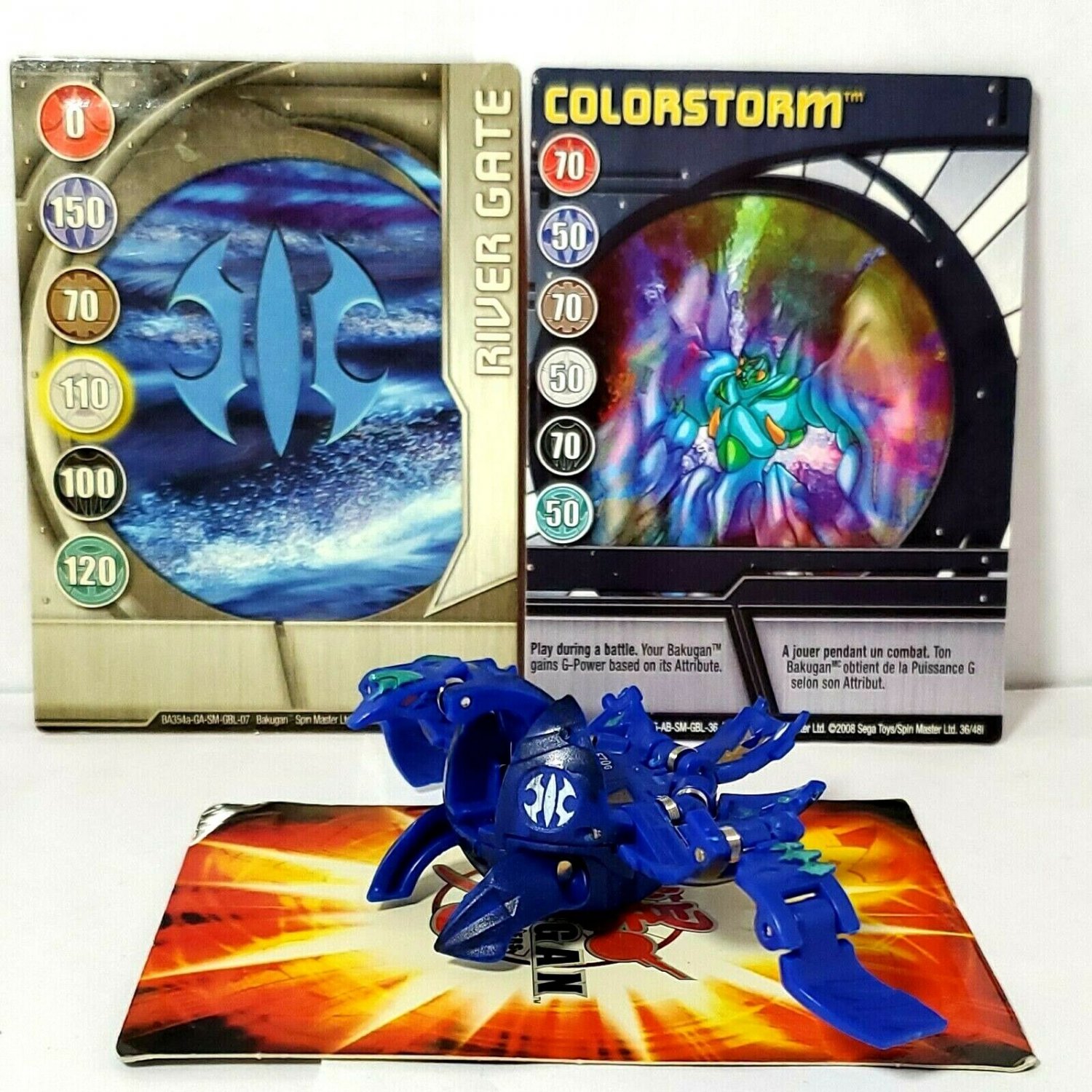 Bakugan Atmos 570G Blue Aquos Bakucore Battle Damaged B3 & 2 cards