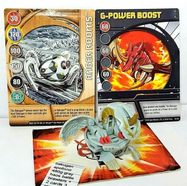 bakugan apollonir 480g gray haos  battle brawlers + 2 cards 3 piece bundle lot