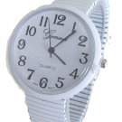 Geneva Stretch Band Watch...1 1/2" Face...Easy-to-Read...White