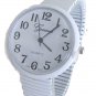 Geneva Stretch Band Watch...1 1/2" Face...Easy-to-Read...White