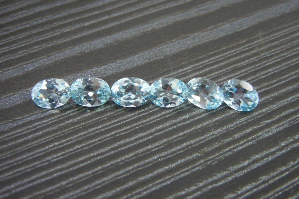 Certified Natural Sky Blue Topaz AAA Quality 7x5 mm Faceted Oval Shape 25 pcs Lot Loose Gemstone