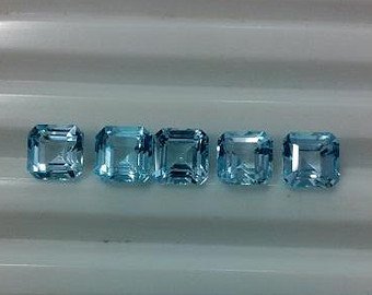 Certified Natural Sky Blue Topaz AAA Quality 6x4 mm Faceted Octagon Shape 5 pcs Lot Loose Gemstone