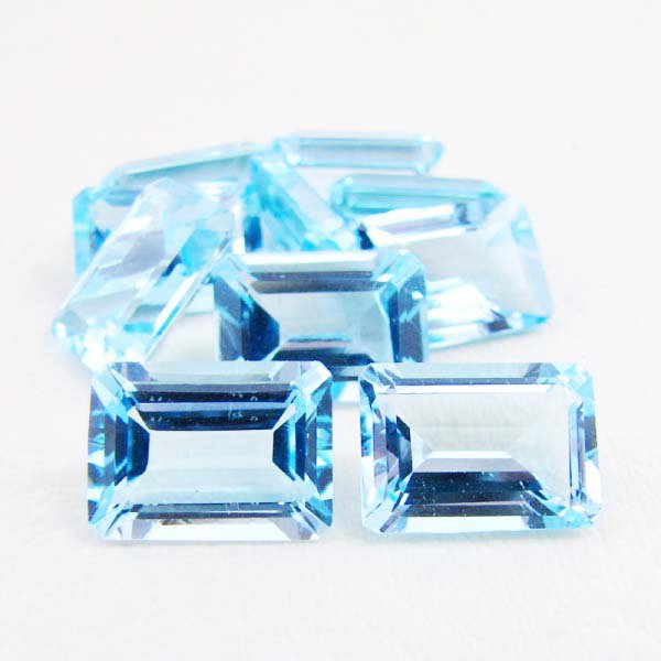 Certified  Natural Sky Blue Topaz AAA Quality 8x6 mm Faceted Octagon Shape 5 pcs Lot Loose Gemstone