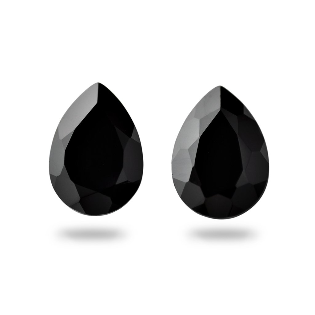 Natural Black Spinal AAA Quality 7x5 mm Faceted Pears Shape Pair Loose Gemsto