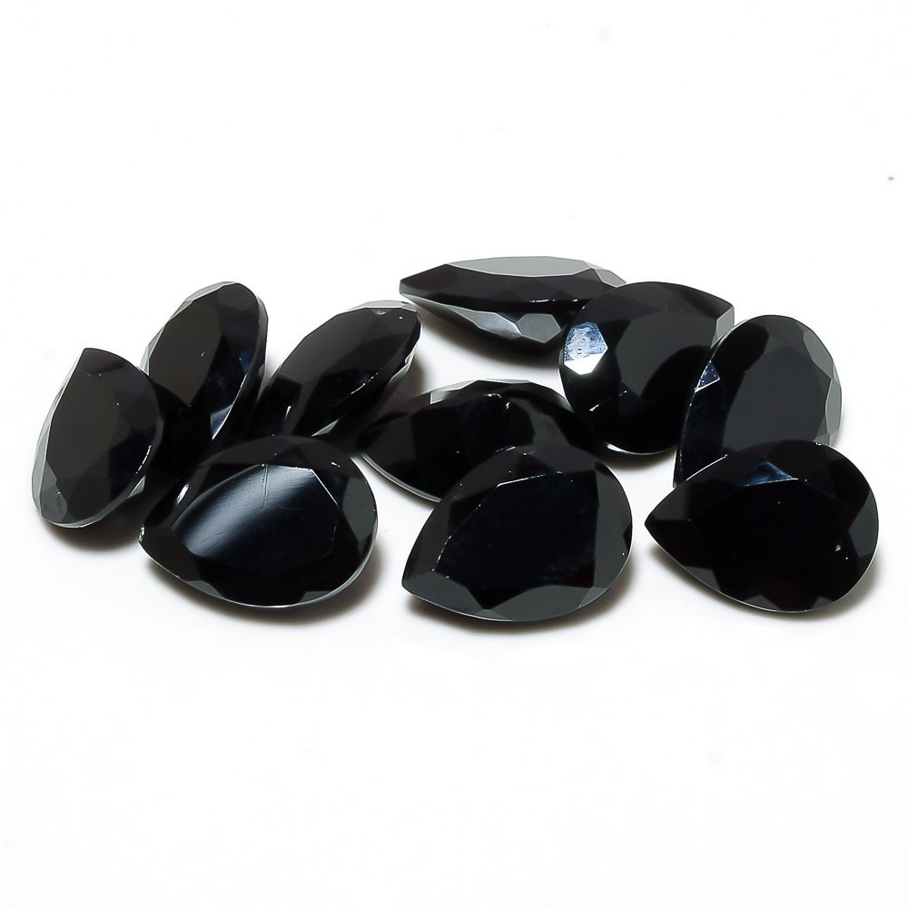 Natural Black Spinal AAA Quality 10x7 mm Faceted Pears Shape 10 pcs Lot Loose Gemston