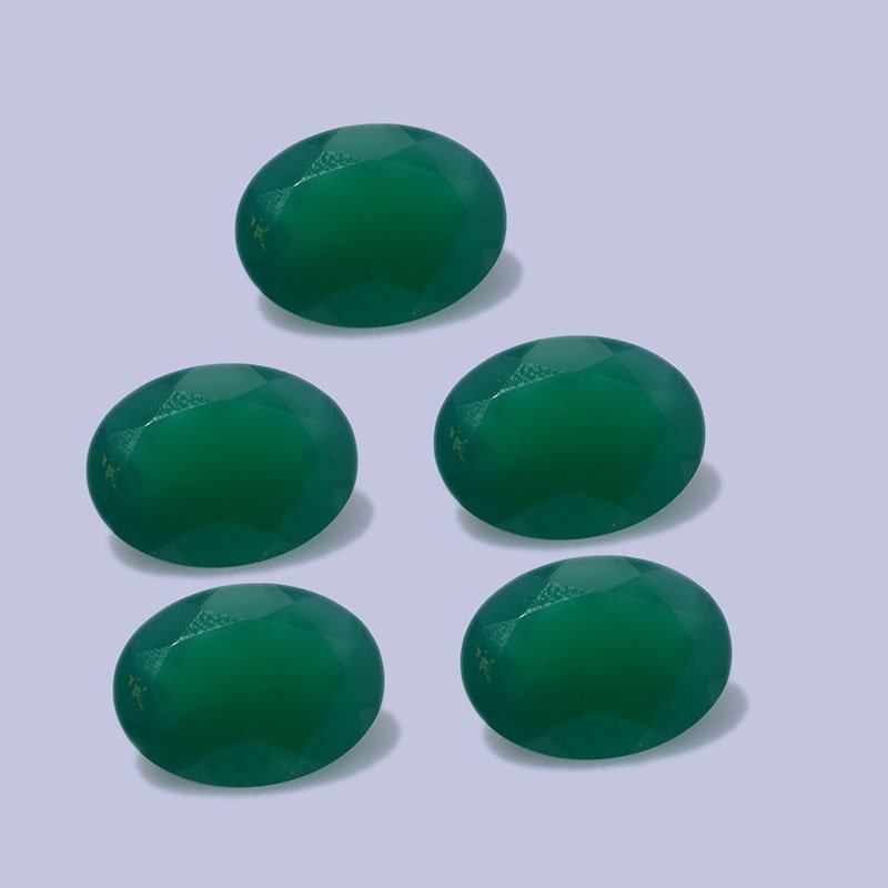 Certified Natural Green Onyx AAA Quality 12x10 mm Faceted Oval Shape 10 pc Lot Loose Gemstone