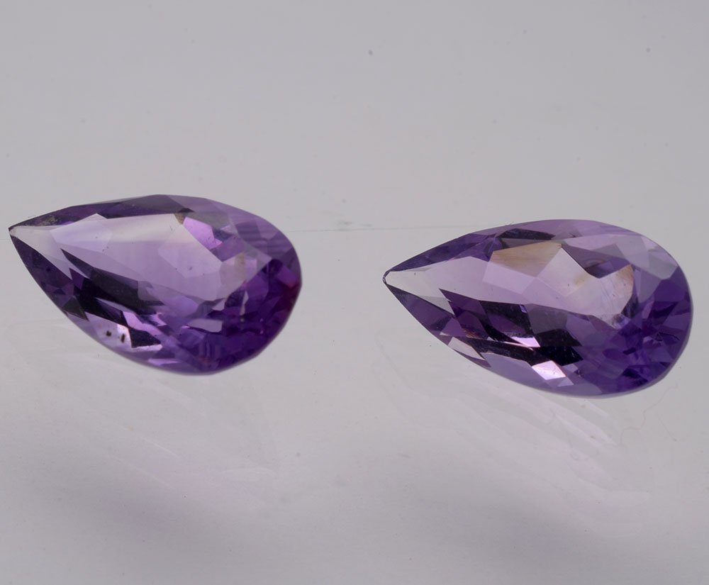 Certified Natural Amethyst AAA Quality 10x7 mm Faceted Pears Shape Pair Loose Gemstone