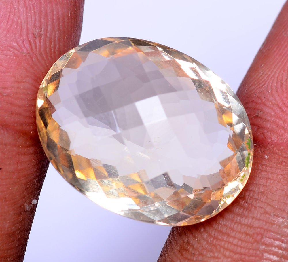 22.62 Ct Oval Shape Natural Yellow Citrine Checker Cut Free Certified*HG 9078