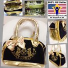 (4) cute juicy couture pet dog purse tote carrier black gold bow-knot 3 lbs dog