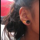 yellow.orange.button.earring