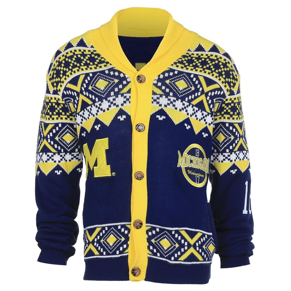 University of Michigan Wolverines KLEW Ugly Cardigan Sweater w Priority