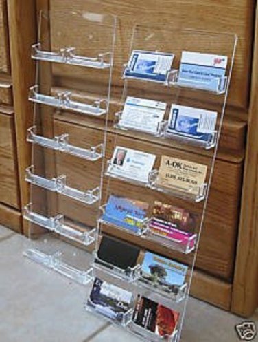 1) Source One 12 Pocket Wall Mount CLEAR Business Card  Holder SHIPS FREE