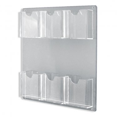 1) Source One 6 Pocket Wall Mount TriFold 4 inch Brochure  Holder SHIPS FREE