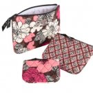 Vera Bradley Cosmetic Trio Mocha Rouge travel cosmetic tech mini tablet packing bags  Retired NWT