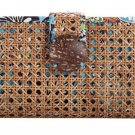 Vera Bradley Tiki Clutch Bali Blue Retired evening cruise bag rattan cane Vera Bradley Tiki Clutch Bali Blue Retired evening cruise bag rattan cane