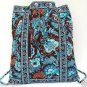 Java Blue Backsack Vera Bradley drawstring backpack laundry knitting bag Boho NWT