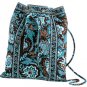 Java Blue Backsack Vera Bradley drawstring backpack laundry knitting bag Boho NWT