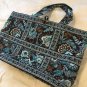 Vera Bradley Tic Tac Tote Large original Java Blue XL beachbag overnighter Retired
