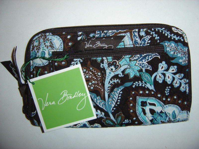 Vera Bradley Java Blue Zip Around Wallet clutch organizer passport