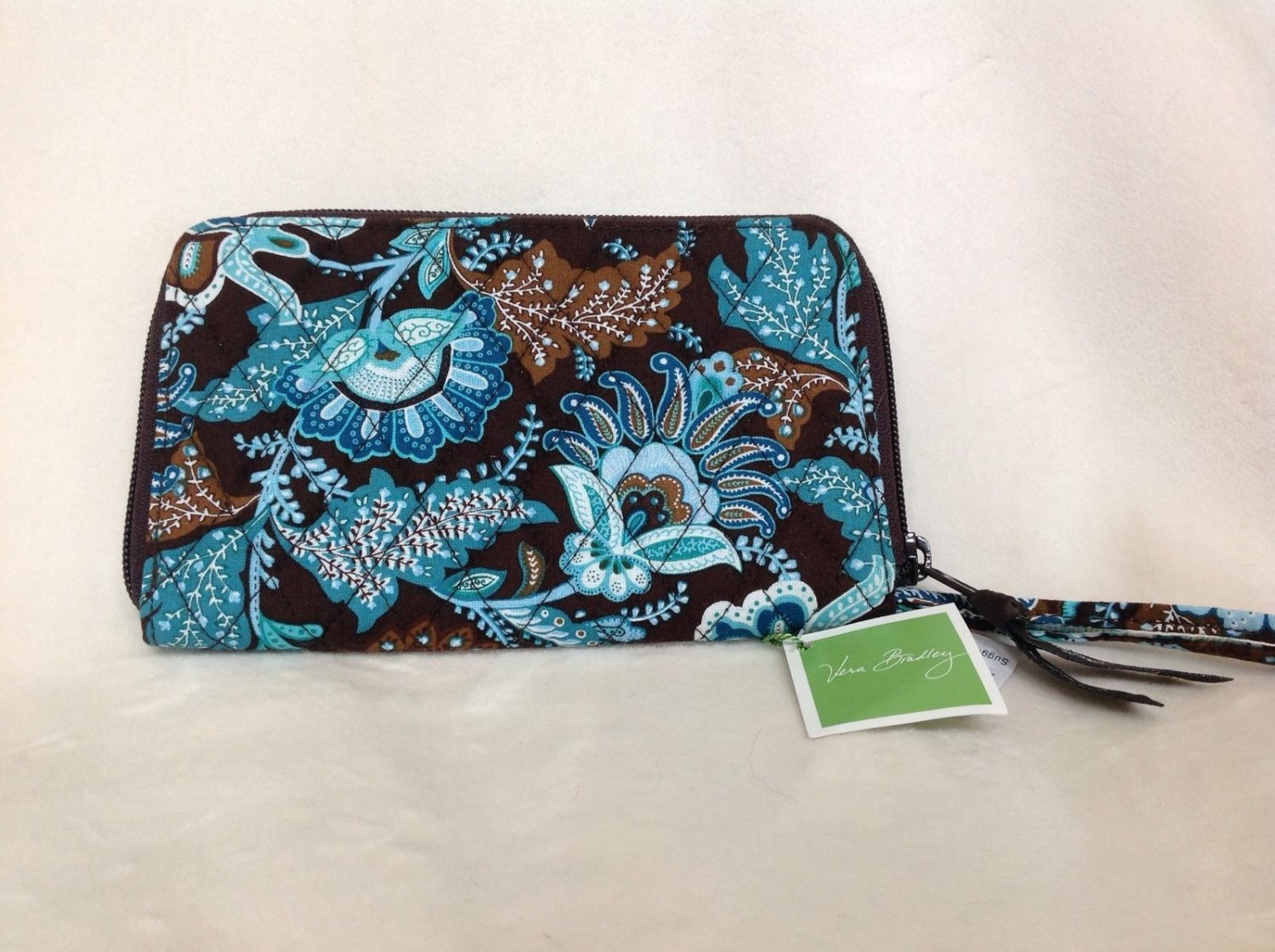 Vera Bradley Java Blue Zip Around Wallet clutch organizer passport