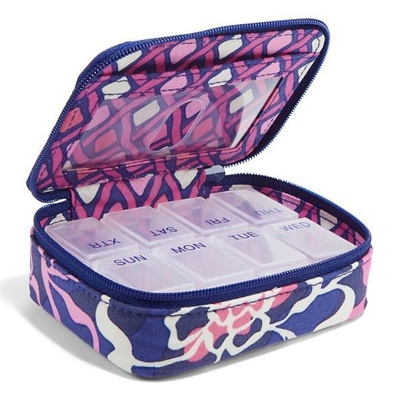 Vera Bradley Travel Pill Case Katalina Pink 7 day medication + Bonus