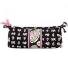 Vera Bradley Small Bow Cosmetic Pink Elephants Retired  brush and pencil travel tech case