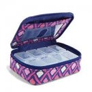 Vera Bradley Travel Pill Case Katalina Pink Diamonds 7 day medication + Bonus day zip pill box
