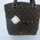 Tie Front Tote in Espresso brown by Vera Bradley microfiber tote shopper commuter shoulder bag