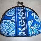 Vera Bradley Blue Lagoon Double Kiss Coin NWT Retired kisslock small case