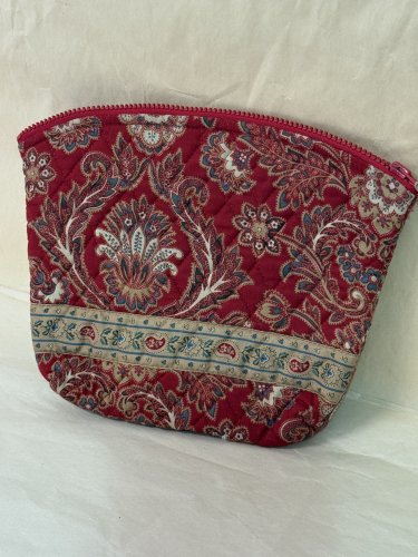 Vera Bradley WINDSOR RED Large Cosmetic vintage EUC made in USA makeup case