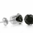 1 Carat Black Diamond manmade Round Shape Stud Earrings in Sterling Silver