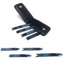 4 Pieces Adjustable Blue Stainless Steel Collar Stays Stiffners with Free leather carrier