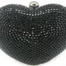 Verga Rhinestones Heart Bag Case Purse B332A - Black " FREE Registered Mail"