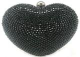 Verga Rhinestones Heart Bag Case Purse B332A - Black " FREE Registered Mail"