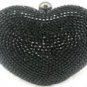 Verga Rhinestones Heart Bag Case Purse B332A - Black " FREE Registered Mail"