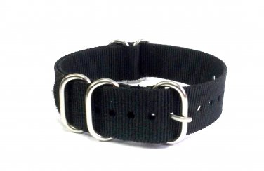 Heavy Duty Premium Quality 5 Rings Military Nato Watchstraps Watch Straps Bands Ash Black 24mm