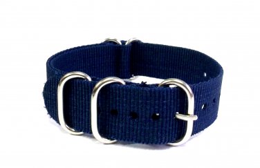 Heavy Duty Premium Quality 5 Rings Military Nato Watchstraps Watch Straps Bands Dark Blue 18mm