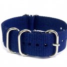 Heavy Duty Premium Quality 5 Rings Military Nato Watchstraps Watch Straps Bands Blue 20mm