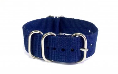 Heavy Duty Premium Quality 5 Rings Military Nato Watchstraps Watch Straps Bands Blue 20mm