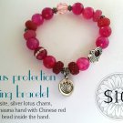 Lotus protection charm bracelet quartzsite beads hasma charm