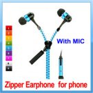 Metal Zipper Earphones with High Quality Stereo Bass