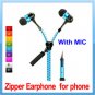 Metal Zipper Earphones with High Quality Stereo Bass