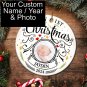 Personalized Customized Baby First Photo Christmas Circle Ceramic Ornament