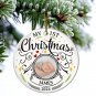 Personalized Customized Baby First Photo Christmas Circle Ceramic Ornament