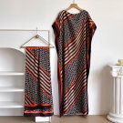 w2 Big Scarf Dubai Turkey Kaftan Muslim Loose Abaya Lady African Maxi Flower Dress