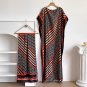 w2 Big Scarf Dubai Turkey Kaftan Muslim Loose Abaya Lady African Maxi Flower Dress