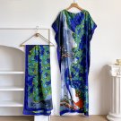 w4 Women Dubai Turkey Kaftan Muslim Loose Abaya African Big Scarf Maxi Flower Dress