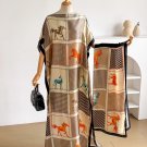 a2 Printed Silk Muslim Fashion African Long Hijab Kuwait Abaya Kaftan Dress